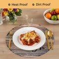 thumbnail image 4 of Vintage Boho Round 15 Inch Placemats Set of 6, Farmhouse Retro Shabby Brown Wooden Grain HeatResistant Non Slip Place Mats for Dining Table, Wipeable Braided Kitchen Table Mats for Housewarming, 4 of 9