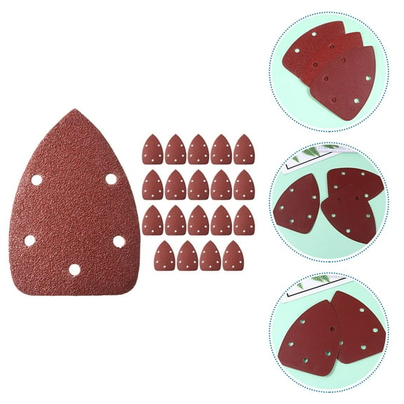 Omeite 20pcs 140*90mm triangular sandpaper 5 holes 40 grit self-adhesive pneumatic grinding triangular velvet sandpaper
