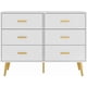 thumbnail image 4 of Historyli Cómoda de 6 cajones para dormitorio con tiradores dorados, moderna cómoda de madera con cajones anchos, cómoda larga para sala de estar, pasillo o entrada, color blanco., 4 of 7