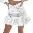 thumbnail image 1 of TSADFHJI Jupe en Velours Côtelé avec Short Jupe Courte pour Femmes Jupe Plissée Unie à Volants Jupe à Fermeture Éclair Taille Haute Jupe Queue de Poisson m Blanc, 1 of 9