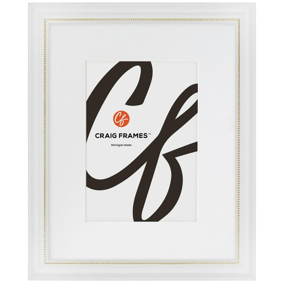Craig Frames 314WG, 16x20 Picture Frame Matted for an 11x14 Photo, Ornate White and Gold