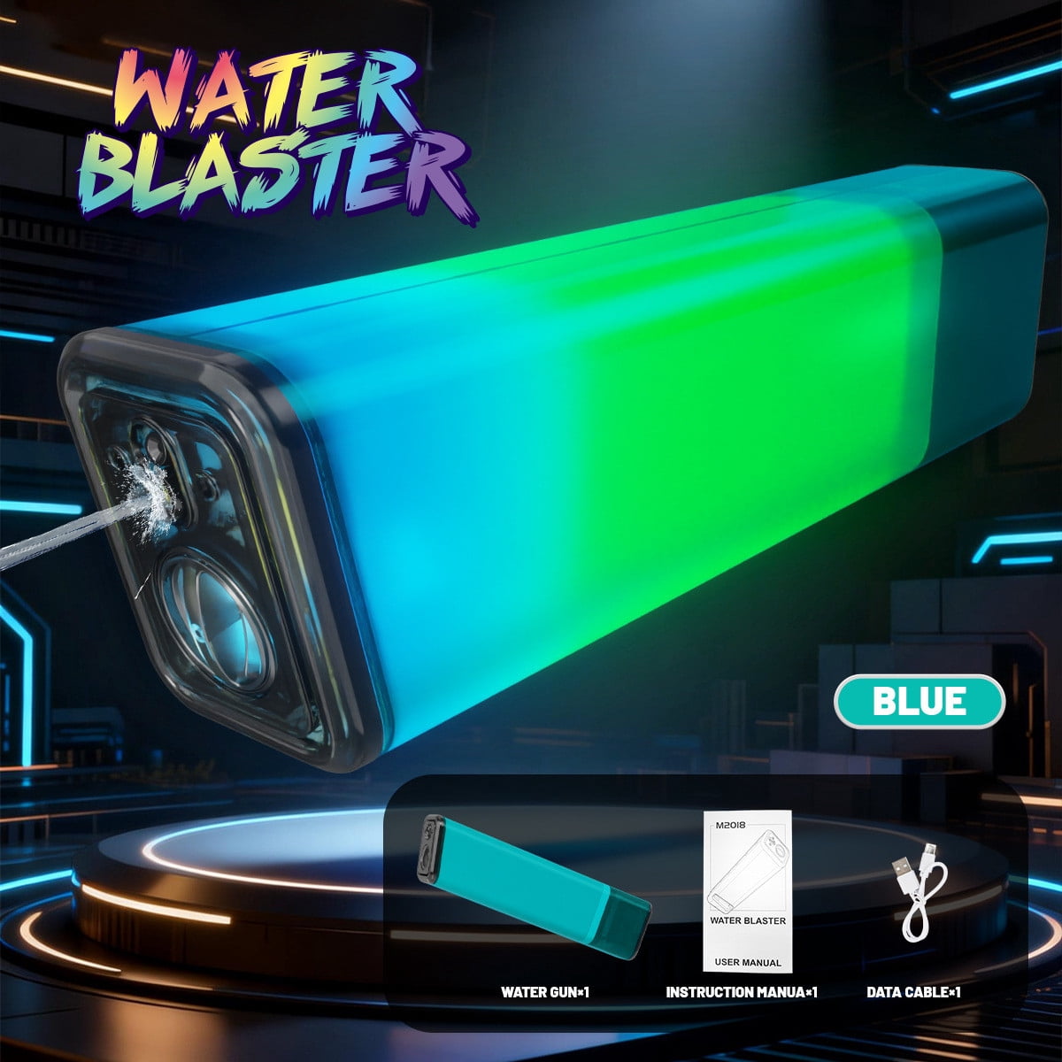 syligr Electric Water Blaster Toy, Automatic Continuous Shooting, Flashing LED Lights & Dynamic Sound Effects, Cool Color Changing Outdoor Water Blaster, Large Capacity Summer Pool Beach Water Toy