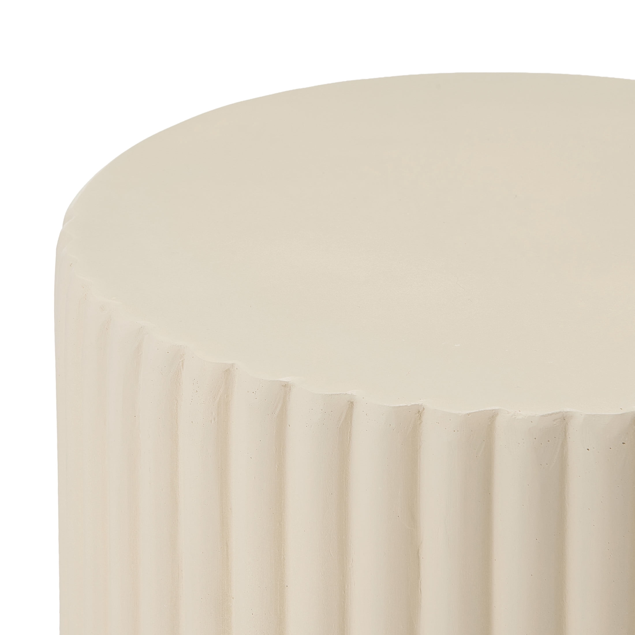 Christopher Knight Home Outdoor Lightweight Concrete Side Table, Handcrafted Ribbed, Creamy Beige