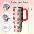 thumbnail image 2 of 40oz Strawberry Tumbler with Handle and Straw Lid, Insulated Stainless Steel Travel Mug, Double Wall Vacuum Coffee Cup, Leakproof Water Bottle, Gift for Women, 2 of 6