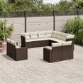 thumbnail image 1 of vidaXL 11 Piece Garden Sofa Set with Cushions Brown Poly Rattan, 1 of 5