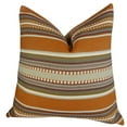 thumbnail image 1 of Plutus Chic Coussin à Rayures Safran Fait Main, (Double Face 20 Pouces x 30 Pouces Queen), 1 of 2