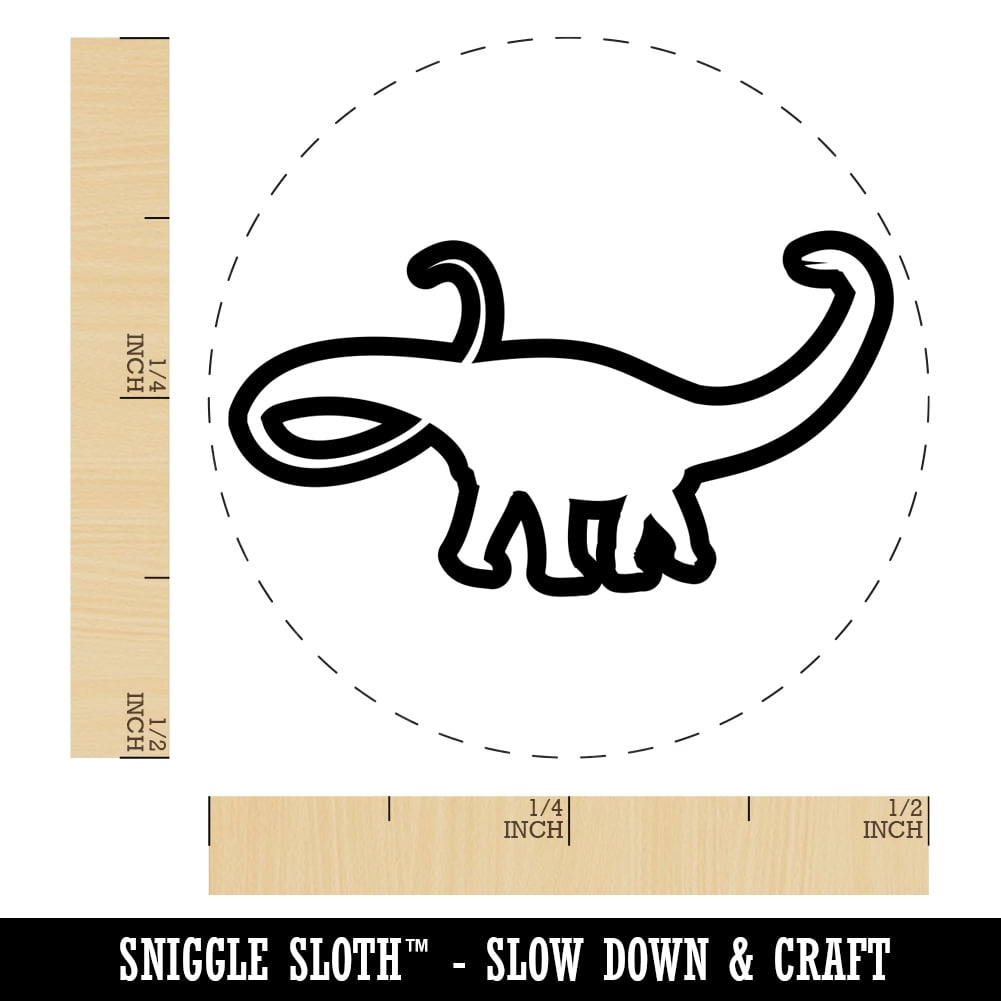 Apatosaurus Dinosaur Outline Self-Inking Rubber Stamp Ink Stamper - Brown Ink - Mini 1/2 Inch