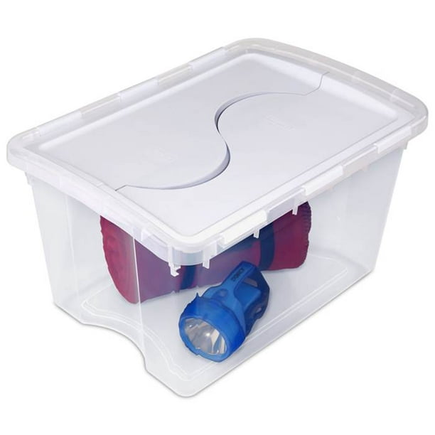Sterilite 1914 Single 48 Quart Clear Hinged Lid Storage Tote Container