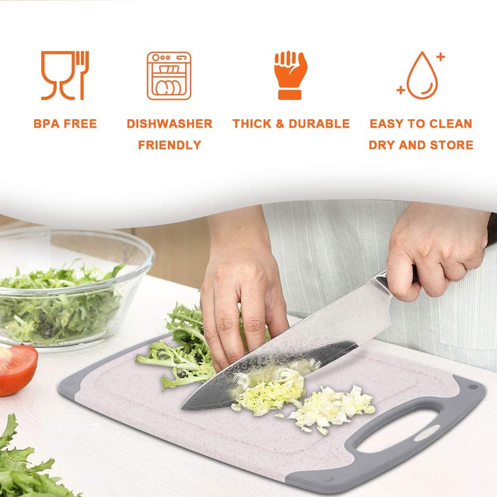 Plastic Cutting Coards for Kitchen, 3-Piece Large Cutting Board Set Dishwasher  Safe Chopping Boards with Non-slip Feet and Juice Grooves, Kikcoin - Yahoo  Shopping