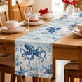 thumbnail image 5 of Blue Octopus Coastal Table Runner 90 Inches, Beach Starfish Nautical Coral Vintage Bed Runner Dresser Scarves Tabletop for Indoor Outdoor Parties/Ceremony/Banquet, 13" x 90", 5 of 9