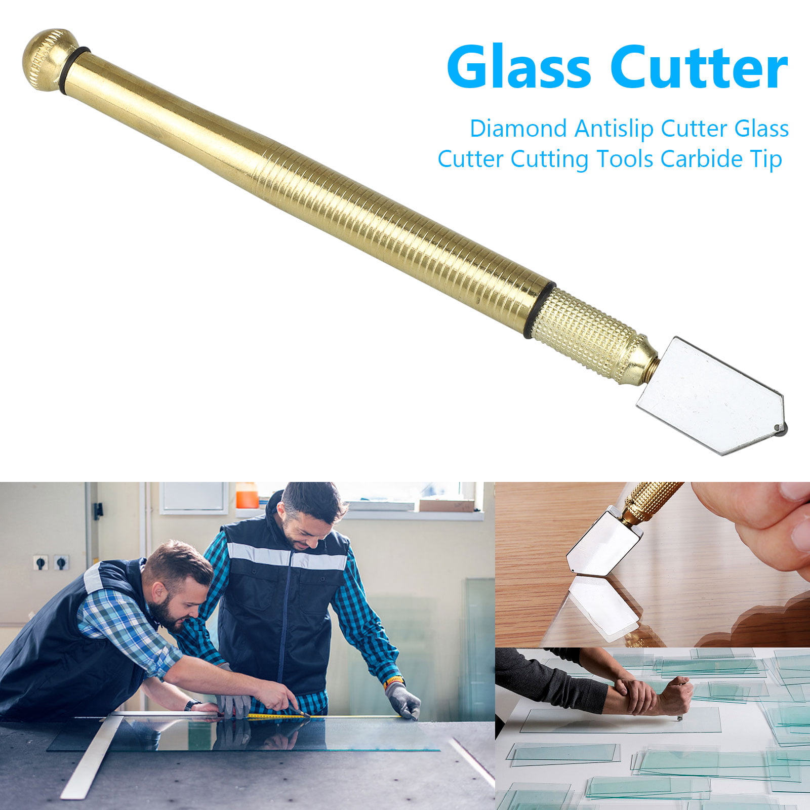 2Piece Glass Cutter 3mm-12mm, Self-Oiling Tungsten Carbide Glass Cutter,  Professional Glass and Mirror Scoring Tool, Mosaic/Tiles/Mirror Glass  Cutting