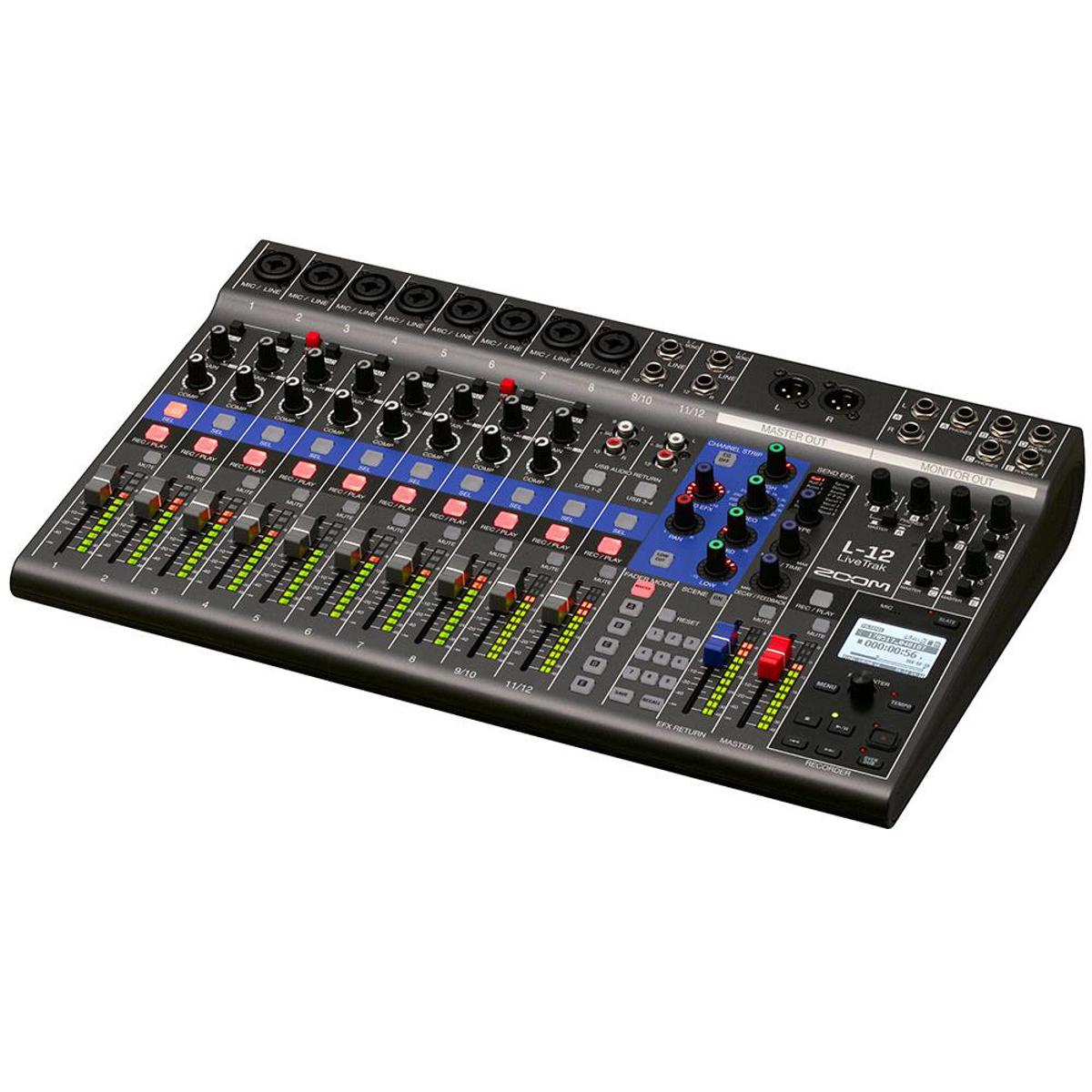 Zoom LiveTrak L-12 12-Channel Digital Mixer & Multitrack Recorder, Bundle with TAPH100 Monitor Headphones and 4x 50' XLR Cable