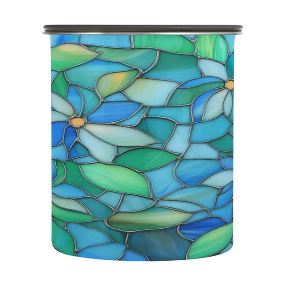 Wobogo Light Blue Green Glass Food Storage Jars 304 Food Grade Stainless Steel Canisters With Vacuum Airtight Lids for Coffee Snacks Nuts Cereal 900ML