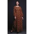 thumbnail image 4 of Bimba Moss Georgette Leave Wreath & Rose Floral Print Womenâ€™s Long Elastic Waist Casual Summer MaxiÂ&nbsp;Dress-XSmall, 4 of 5