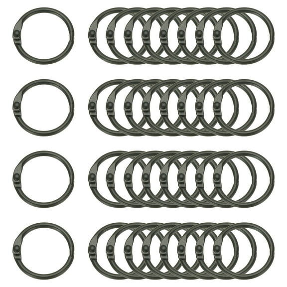 Uxcell 36Pcs Loose Leaf Binder Rings, 0.9 Inch Metal Open Card Rings Heavy Duty Book Rings for Key Index Card Rings Paper Rings Office, Black