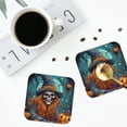 thumbnail image 4 of Yiaed Cartoon Pumpkin Skull Print Leather Coasters for Drinks - Cup Coasters Coffee Table Kitchen Table Bar, Home & Office Gifts Handmade Drink Coasters-Square, 4 of 6