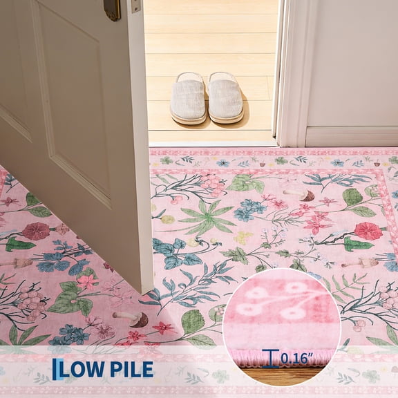 Area Rug 5x7 Washable Modern Floral Non-Slip Carpet,Bedroom or Living Room