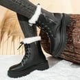thumbnail image 2 of Dasayo Low Heel Women's Boots Ankle Chunky Black Motorcycle Side Zip Lace up Furry Boots Woman Shoes 36, 2 of 9