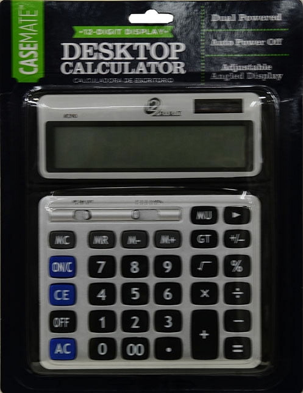 Sentry Jumbo Display Dual Power Desktop Calculator, Black