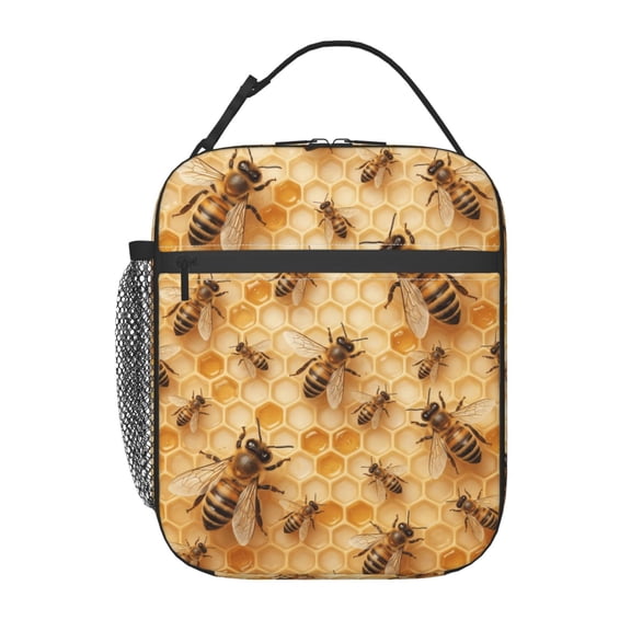 Honeycomb Bees Insulated Lunch Bag For Women Men Reusable Lunch Box Cooler Bag Large Leakproof Lunch Tote For Adult Work Picnic Camping Beach Office