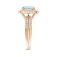 thumbnail image 3 of Angara Natural 1.95 Ct. Aquamarine with Diamond Halo Ring in 14K Rose Gold for Women (Ring Size: 12), 3 of 9
