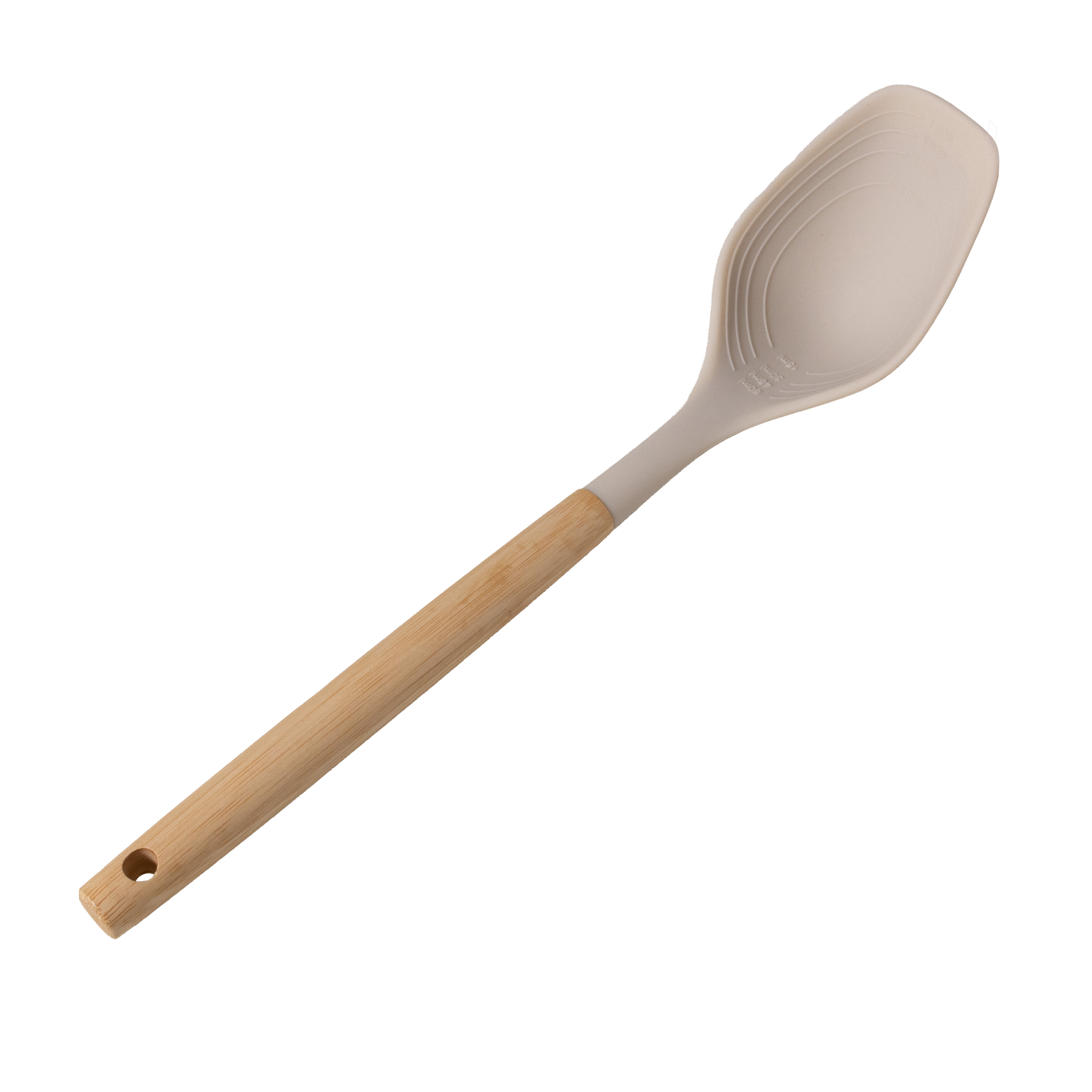 Mainstays Silicone 12.8in L Solid Spoon with Bamboo Handle