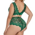 thumbnail image 2 of Betiyuaoe Pajamas Underwear for Women Plus Size V Neck High Waist Floral Lace Criss Cross Bra And Panty 2 Piece No Underwire Underwear Sets, 2 of 7