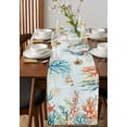 thumbnail image 2 of Table Runner Dresser Scarf 13 x 90 Inch Summer Coastal Coral Seaweed Shell Starfish Fish Retro Table Runners Non-Slip Heat Kitchen Dining Table Decor for Indoor Outdoor Home Party Decoration, 2 of 7