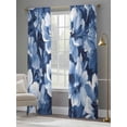 thumbnail image 4 of White Navy Sheer Curtains for Living Room Bedroom, Light-filtering Sheer Curtain, Blue Flower Blooming Watercolor Floral Botanical Rod Pocket Voile Window Treatment Drapes, 52’’Wx84’’L, 2 Panels Set, 4 of 7