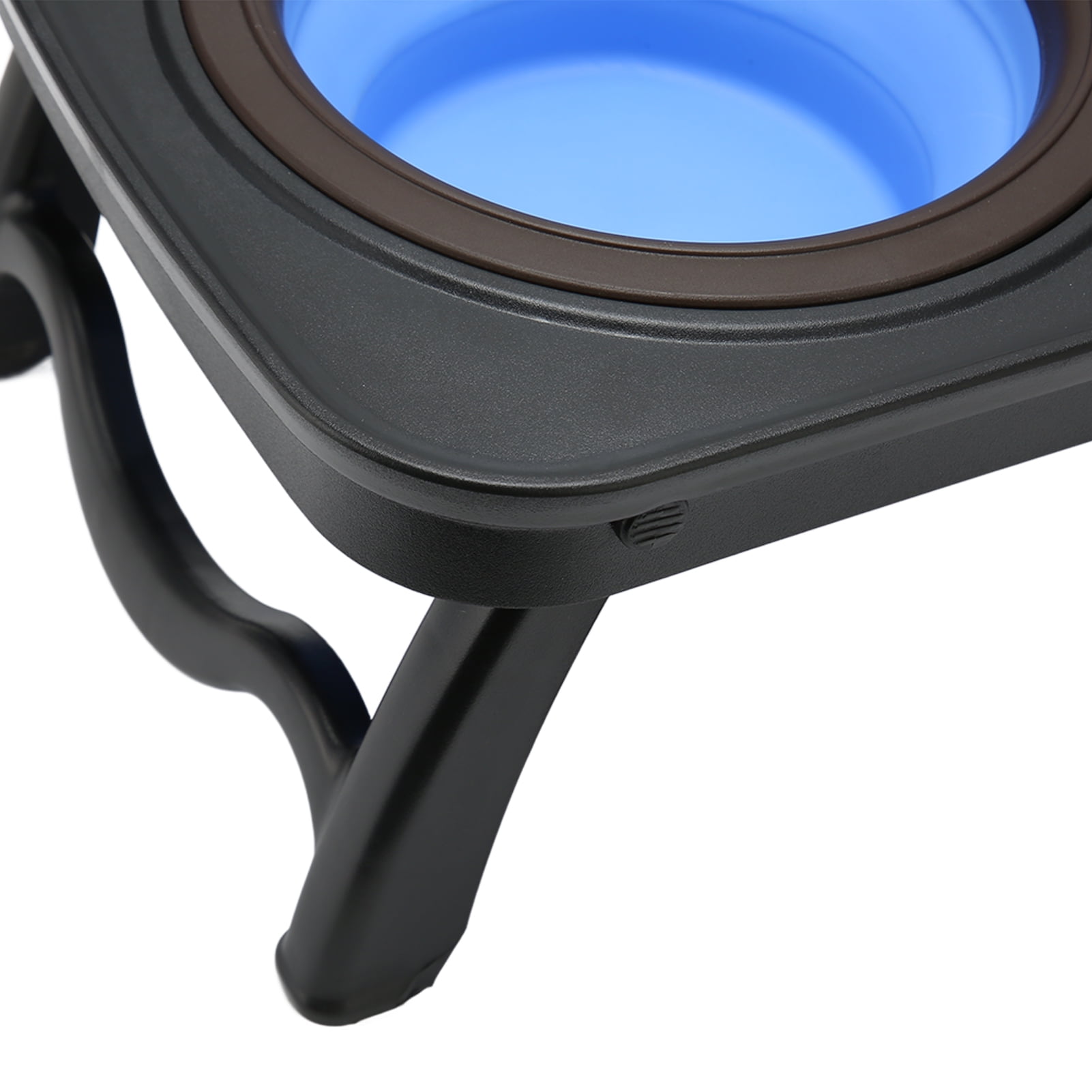 Rupoun Foldable Elevated Dog Bowls Portable Double Raised Feeding Station with Stand for Outdoor Camping Travel, Large Blue (16.9 in / 43 cm)