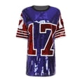 thumbnail image 3 of iixpin Women's Number Name Sequin Dress Shirt Short Sleeve Oversized T-Shirt Sweatshirt Blue Red One Size, 3 of 6
