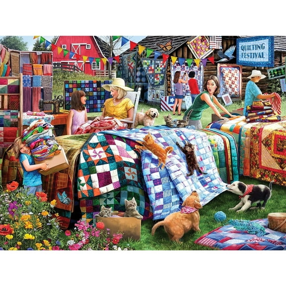Bits & Pieces 500-Pc Quilting Festival Farm Puzzle by L. Jones, 18×24 in
