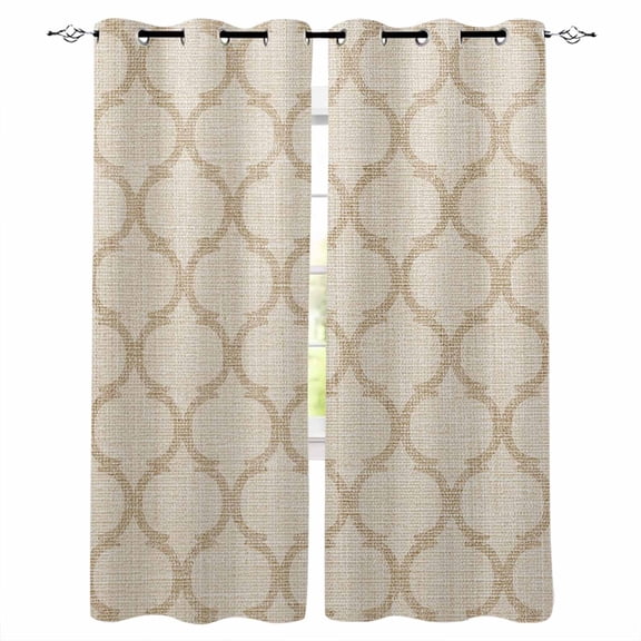 Boho Moroccan Blackout Curtains for Bedroom - 84 Inch Long Light Blocking 2 Panels Set, Vintage Morocco Quatrefoil Geometric Thermal Insulated Living Room Drapes Grommet Window Curtains 52"x84"