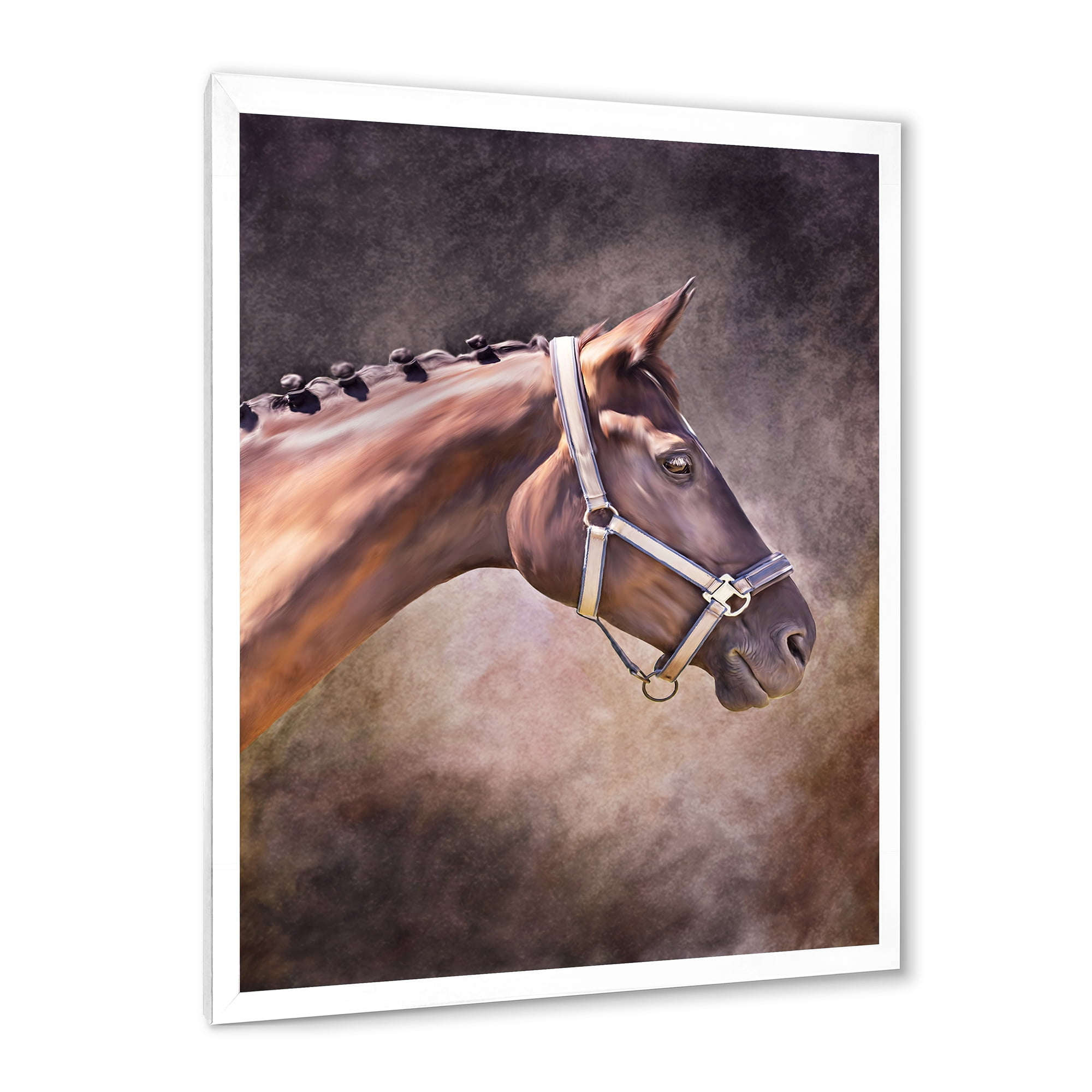 Designart 'Close Up Portrait Of Brown Horse' Farmhouse Framed Art Print