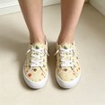 thumbnail image 4 of EKVAHL Christmas Lace Up Sneakers For Women, Seasonal Printed Canvas Shoes, Flat Daily Holiday Walking Shoes Great For City Strolls Yellow, 4 of 4