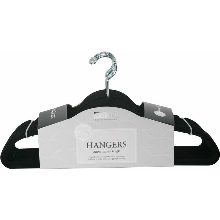 25 Pack Slim Velvet Hangers in Black