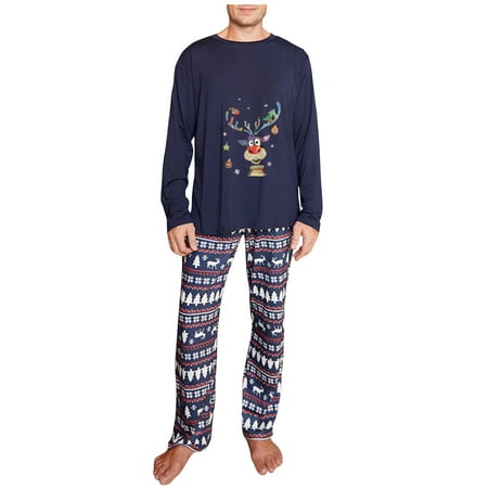 

REORIAFEE Family Matching Christmas Pajama Sets Christmas Print Tops+Pants Family Matching Pajamas Set Men XL