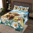 thumbnail image 2 of Erosebridal Highland Cow Coverlet Set Queen, White Groovy Bedding Set, Rustic Theme Decor 3-Piece, 2 of 5
