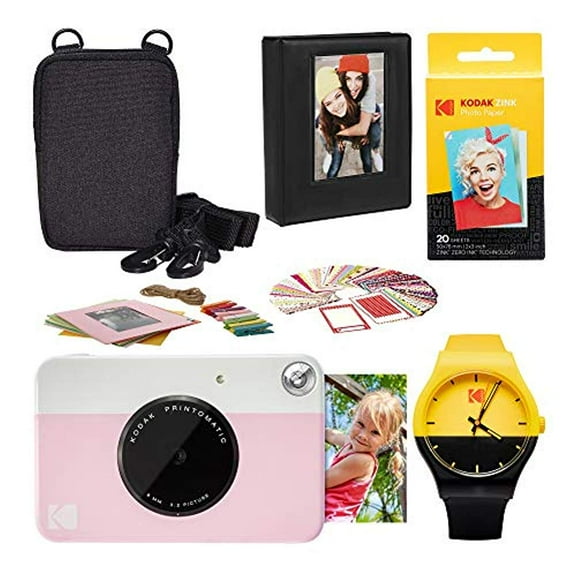 Kodak PRINTOMATIC Instant Print Camera (Pink) Scrapbook Photo Album Kit