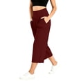 thumbnail image 5 of Plus Size Women's High Waist Cropped Wide Leg Yoga Pants with Pockets, 92% Polyester 8% Spandex, Casual Loose Trousers Athletic Jogging Fitness Outdoor Lounge, Womens Cropped, 5 of 9