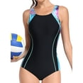 thumbnail image 4 of Charmo One Piece Athletic Racerback Swimsuit Womens Slimming Bathing Suits Color Block Training Swimwear, 4 of 8