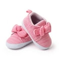 thumbnail image 3 of Dakaela 0-18M Baby Barefoot Walking Shoes Infant Boys Girls Bow Knit Sneakers Newborn Crib Flats Shoes with Hook and Loop Pink, 3 of 6