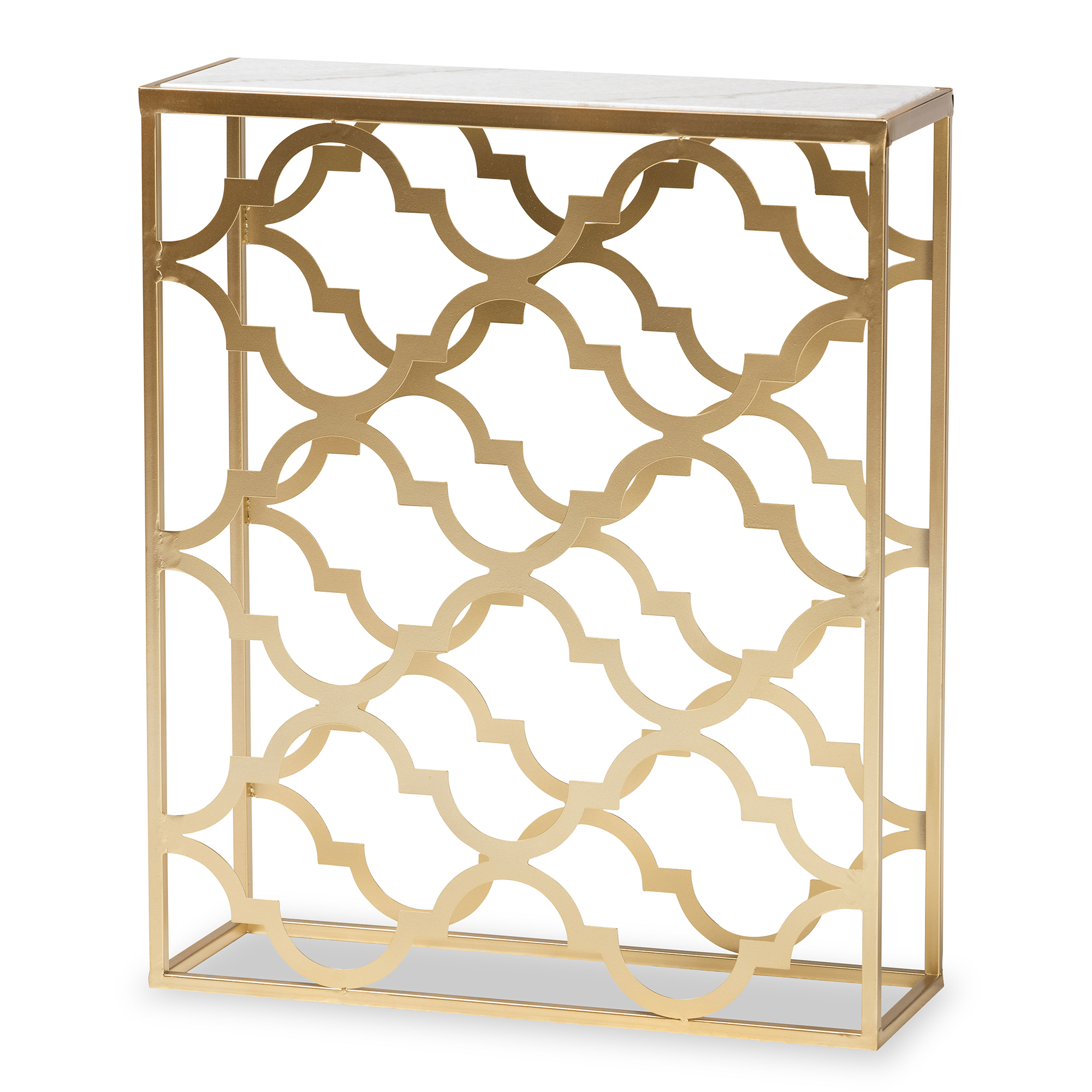 Baxton Studio Calanthe Modern Metal and Marble Top Console Table, Gold