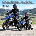 thumbnail image 3 of Licensed BMW G310 24V Electric Ride-On Motorcycle, 12.5 mph, Blue, Inflatable Rubber Tires, Training Wheels, 3 of 7