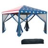 Outsunny 10' x 10' Heavy Duty Pop Up Canopy with Removable Mesh Sidewall Netting, Outdoor Party Event with Storage Bag, American Flag