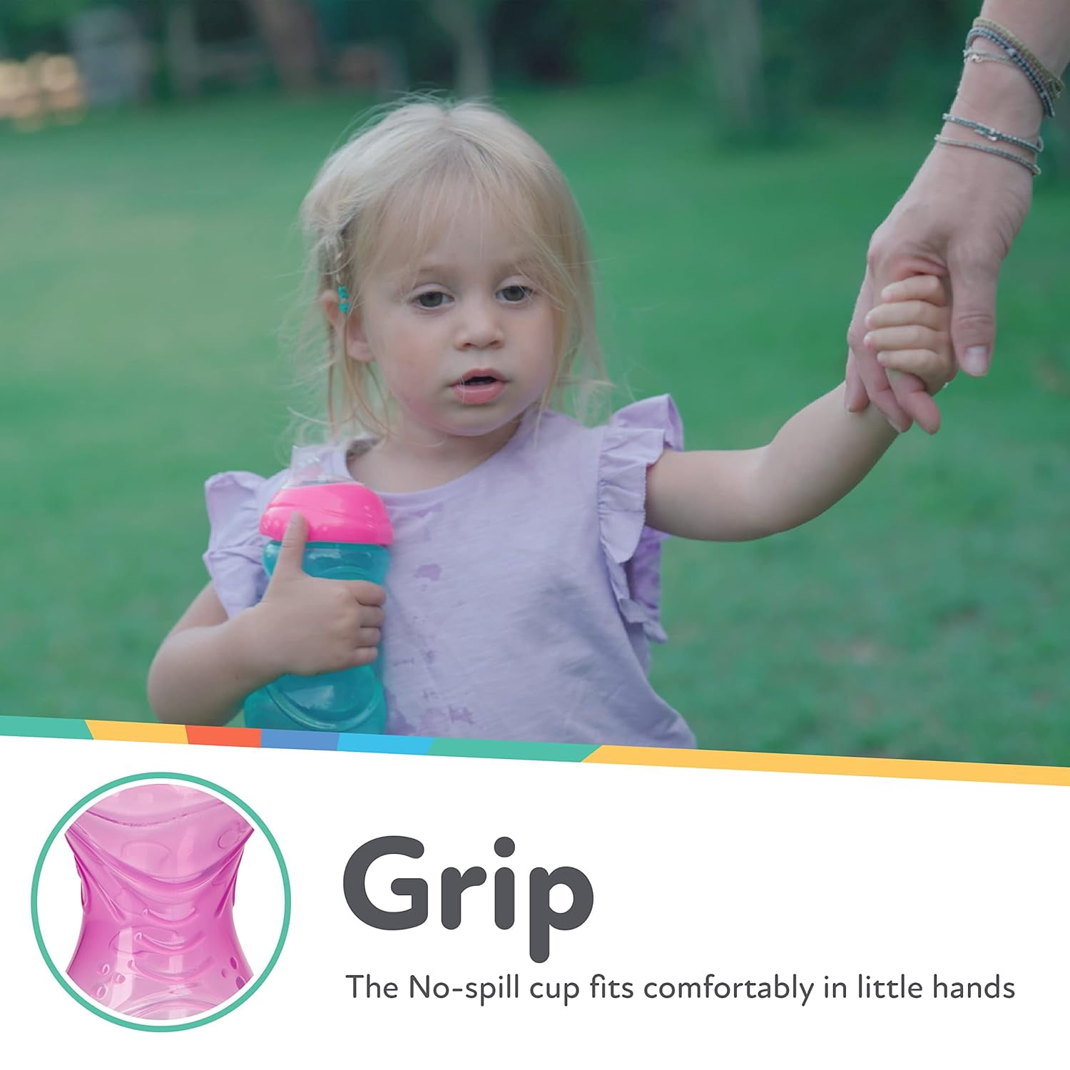 Nuby 2 Pack 10 Oz. Clik-It Cup with Silicone Spout, Pink & Aqua