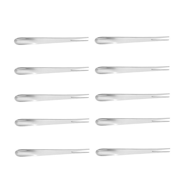 Cateissary 10 piezas de tenedores de fruta de y sandía para el hogar, oficina, Hotel, postre, aperitivo, comida, vajilla, accesorios de cocina Mostrada Plata
