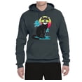 thumbnail image 2 of Cool California Beach Kitten Silhouette Sun Cat | Mens Cat Lover Hooded Sweatshirt Graphic Hoodie, Charcoal, Small, 2 of 4