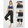 thumbnail image 3 of BALEAF Women's Capri Pants Wide Leg Yoga Dress Capris High Waist Cropped Pants with Pockets Loose Lounge Travel Summer Black L, 3 of 7
