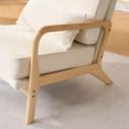 thumbnail image 6 of Mid-Century Accent Chair with Curved Wood Armrests & Lumbar Pillow, Upholstered Living Room Armchair, Comfy Reading Lounge Chair for Bedroom (Beige), 6 of 9
